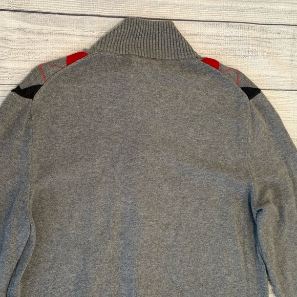 INC men Gray and Red Argyle Zip Up Sweater/size M - Picture 6 of 7